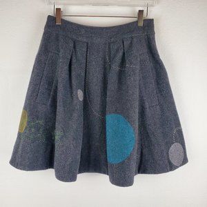 Vintage skirt Lithe anthropologie grey blue wool pleated 2 academia boho